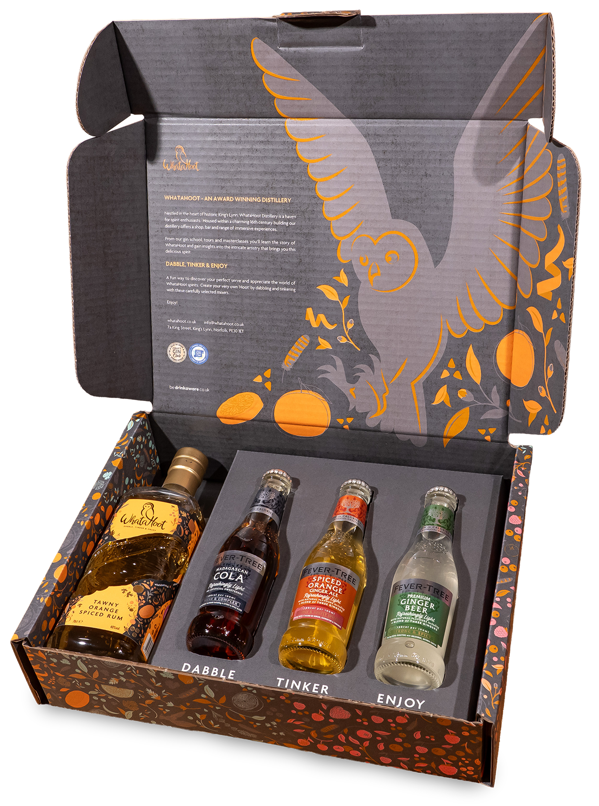 WhataHoot Tawny Orange Spiced Rum Gift Box