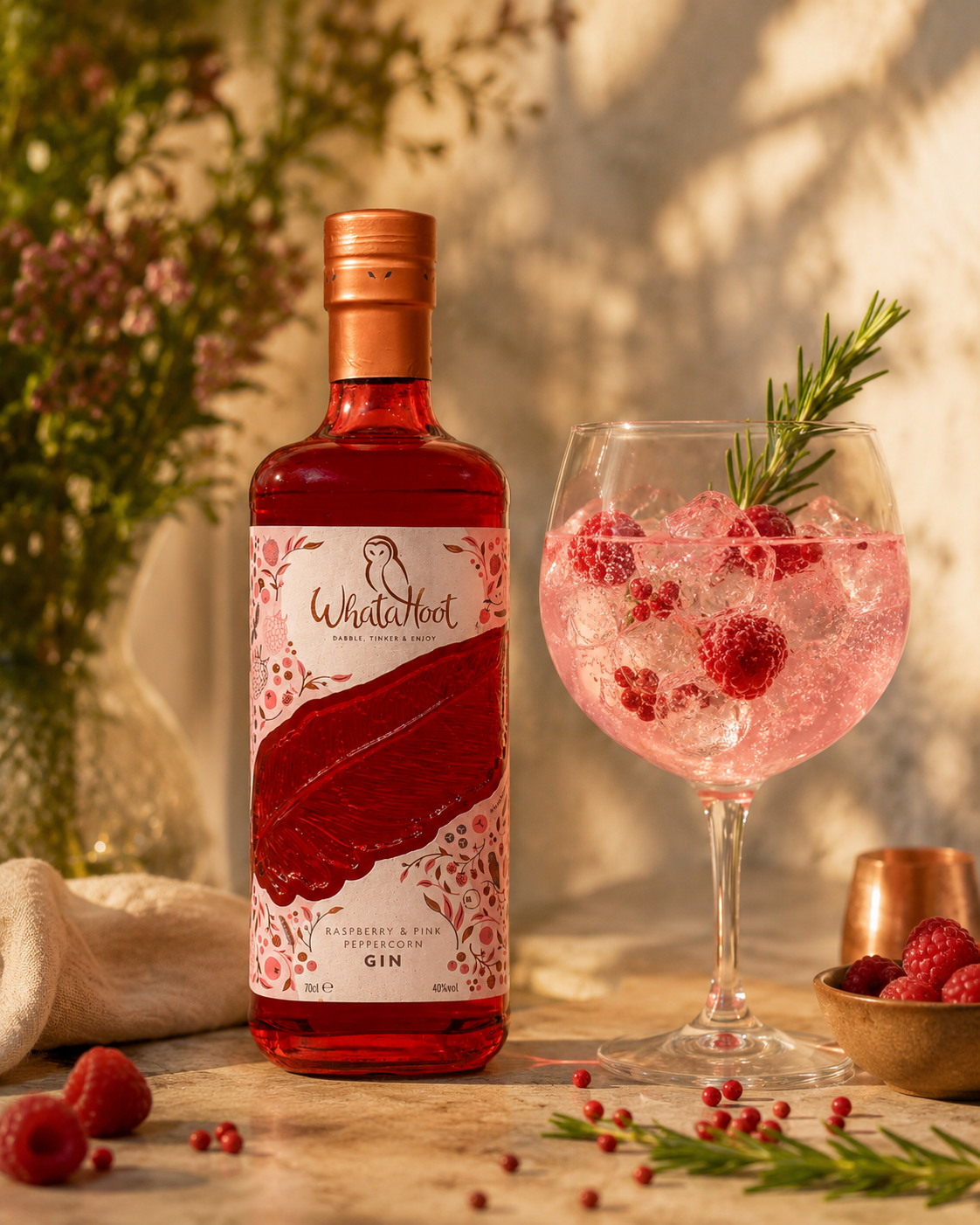 WhataHoot Raspberry & Pink Peppercorn Gin 70cl